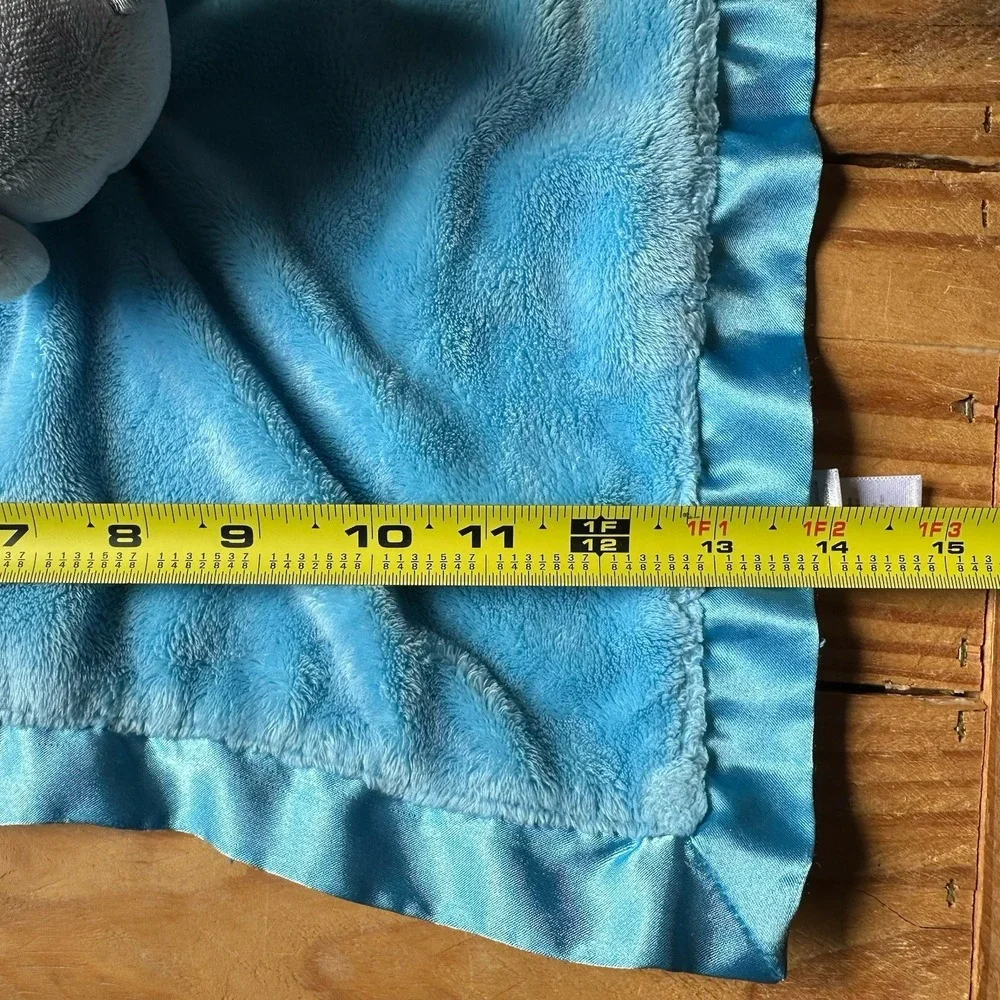 2015 Carters Grey Blue Elephant Satin Security Blanket Rattle Plush Baby Toy
